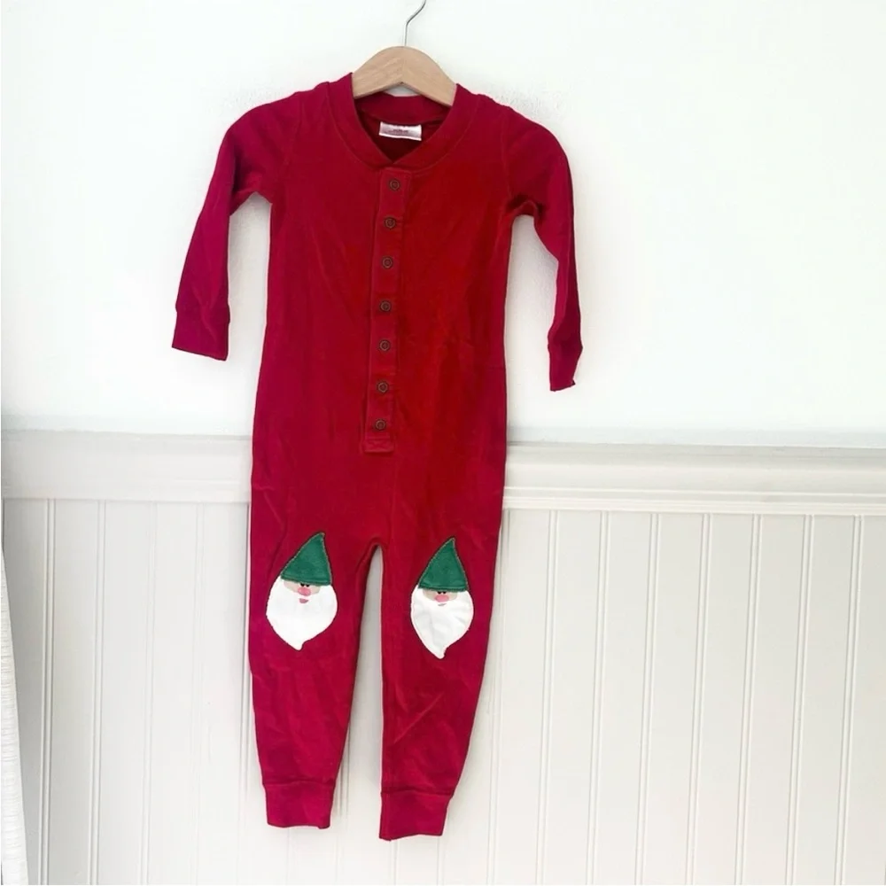 Hanna Andersson 18 24 Months Festive Red Pajamas with Santa Accents Bodysuit